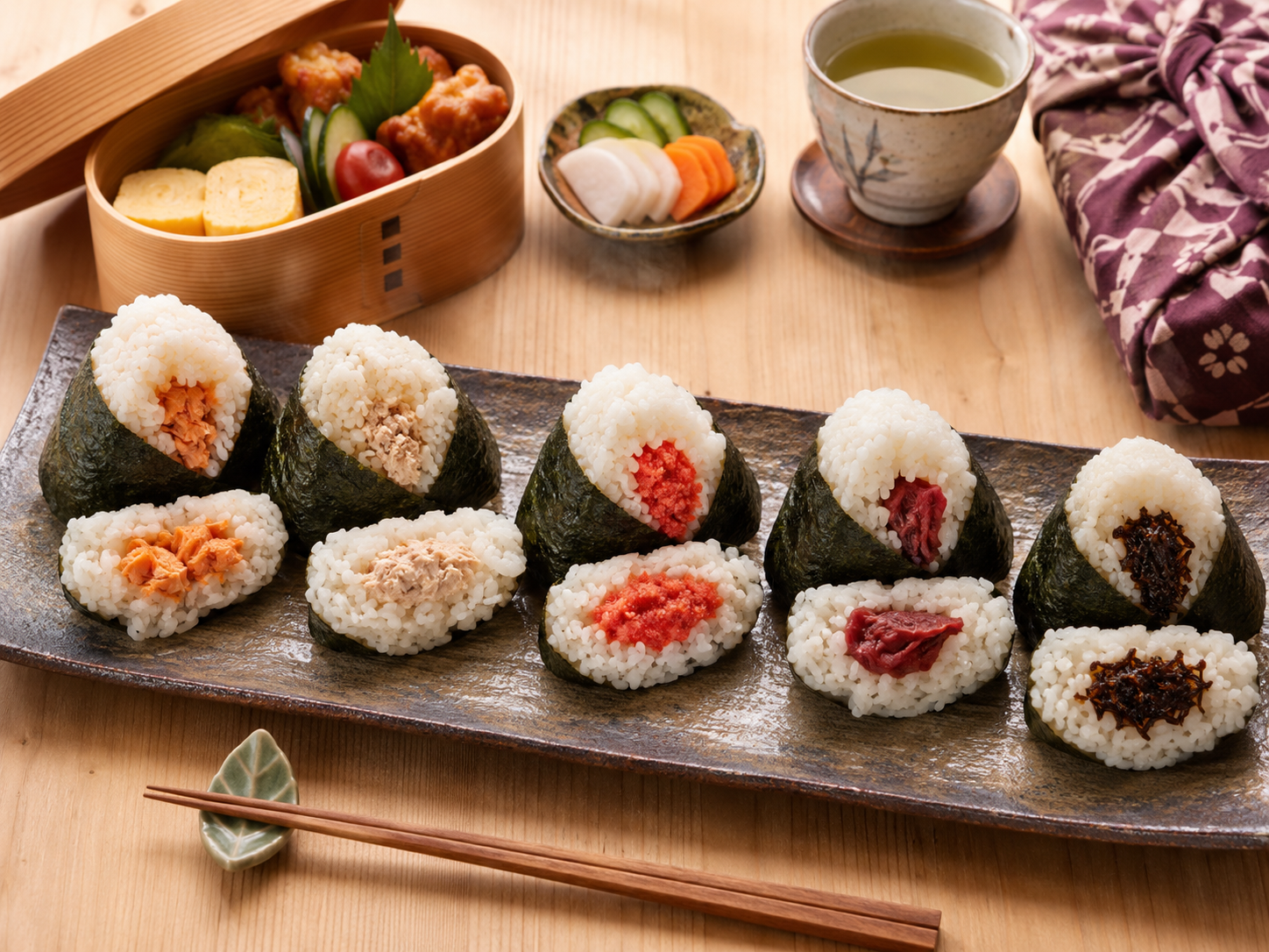 Onigiri mit fünf beliebten Füllungen