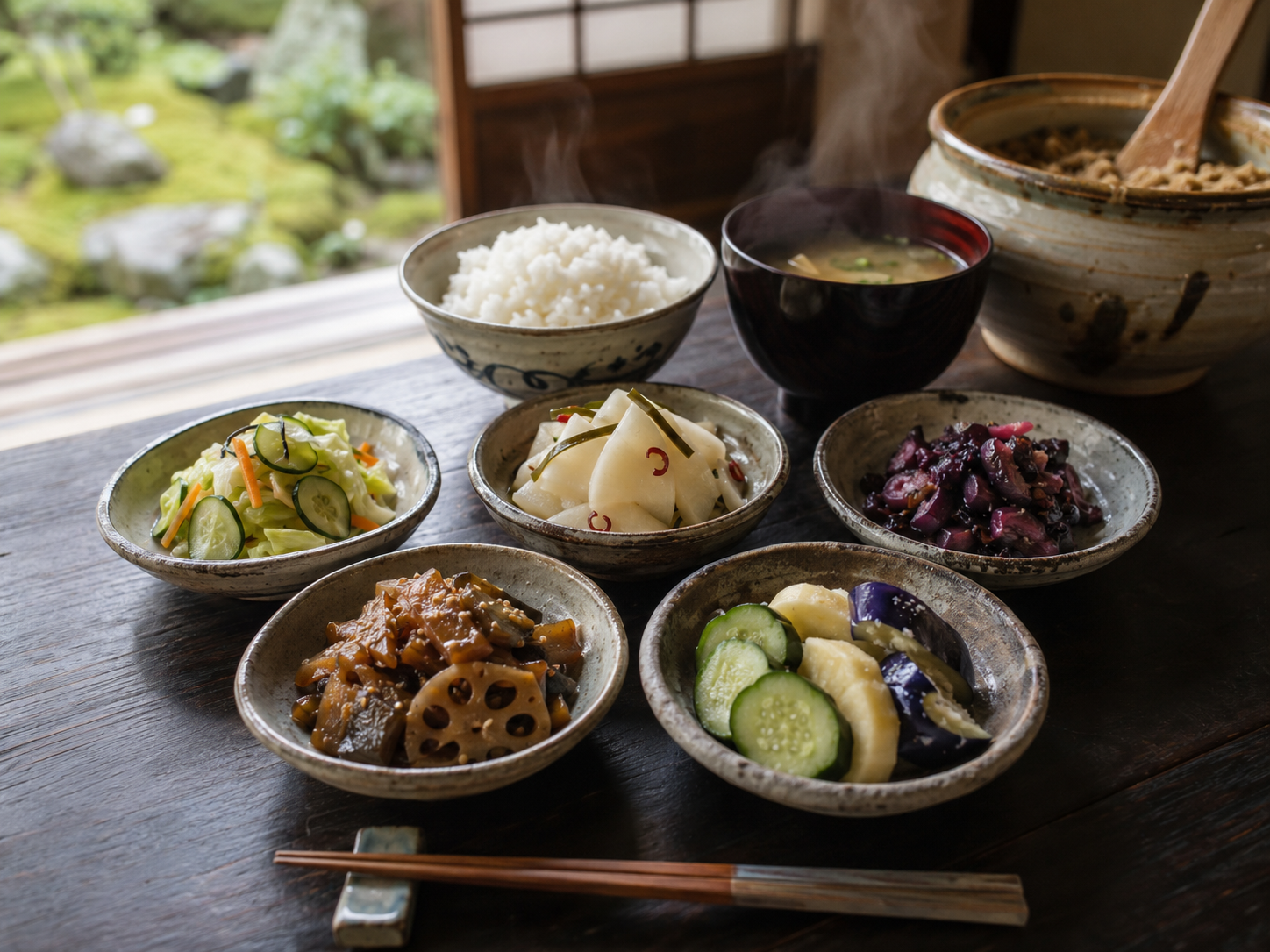 Fünf japanische Tsukemono