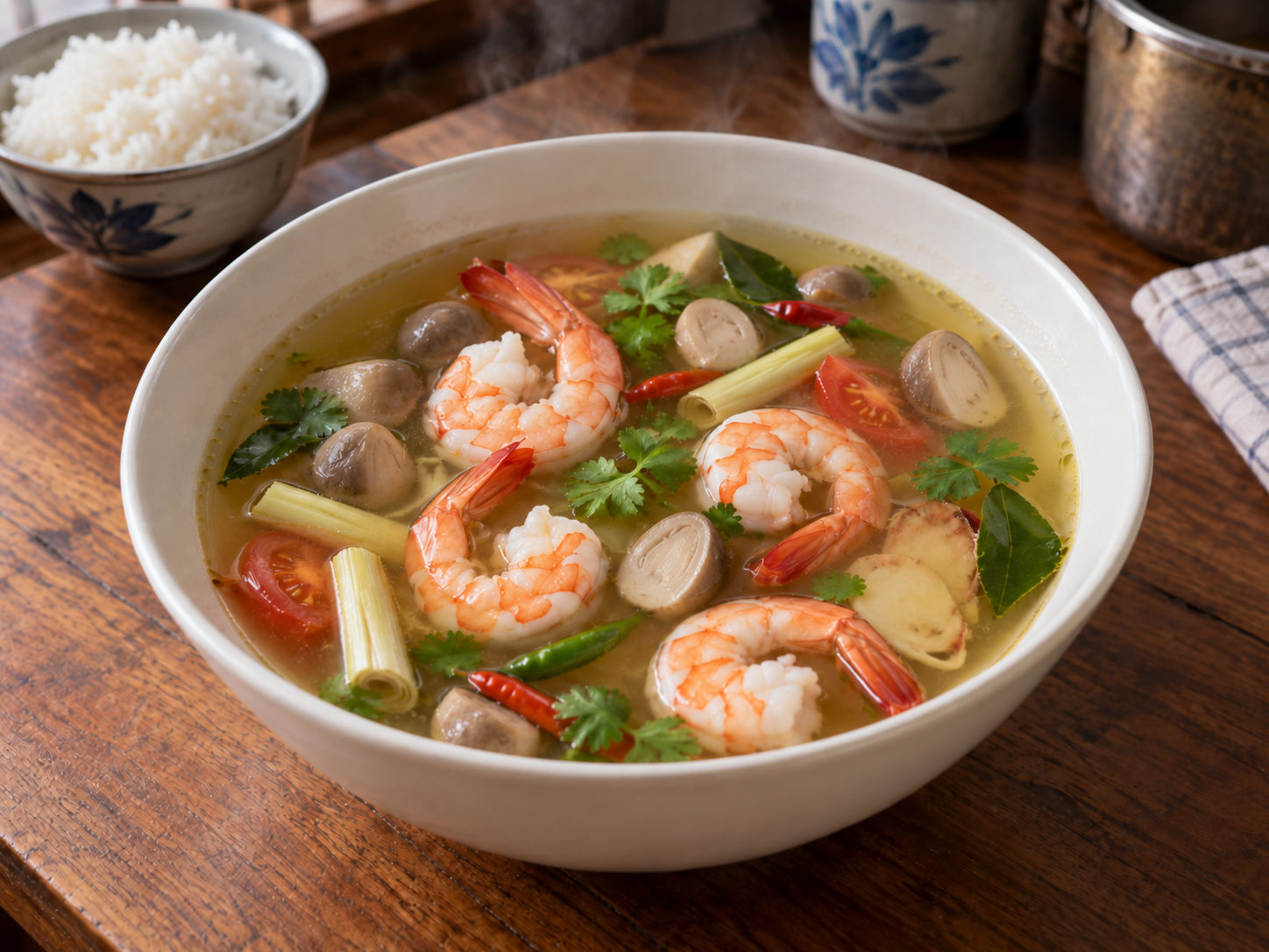 Klare thailändische Garnelensuppe
